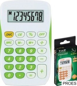 Kalkulator TOOR TR-295-N BIAŁO-ZIELONY, 8 pozycyjny, kieszonkowy 120-1770
